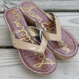 Sam Edelman Romy Tan Wedge Flip Flops Size 6.5